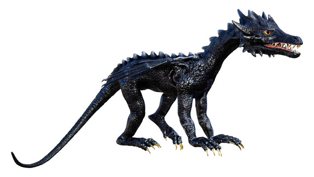 3D Rendering Fairy Tale Dragon on White