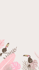 Pastel tropical toucan iPhone wallpaper, beige design © Rawpixel.com