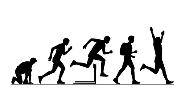 Evolution of human running from ape to victory pose