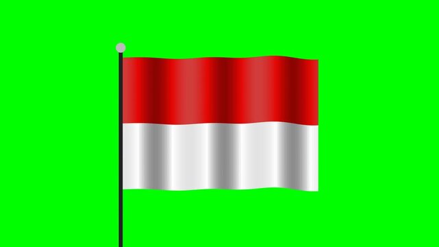 Waving Flag of Indonesia Animation with Motion Render Effect Isolated on a Green Screen Background for Video Production and Patriotic Projects
