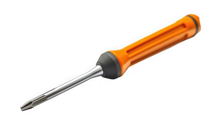 Fototapeta premium Precision screwdriver with ergonomic orange handle with hand tool on transparent background