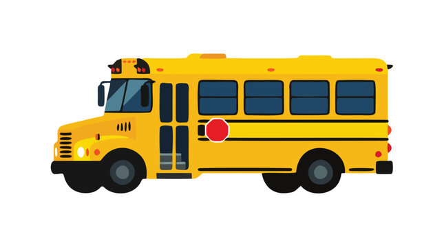 Yellow School Bus Vector Illustration Isolated on White Background for Education Student Transportation Travel and Back to School Concept