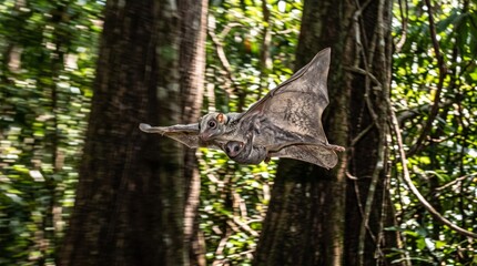 Obraz premium colugo (galeopterus variegatus) clinging to a tree trunk