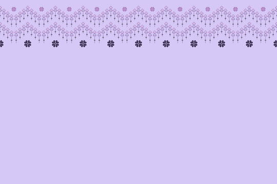 Minimal pixel border featuring delicate geometric ornaments and floral accents in soft lavender and purple. Spacious composition designed for stationery, textile, decorative backgrounds, and printable