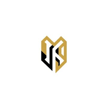 Abstract geometric monogram logo featuring interlocking black and gold lines forming a crest or shield shape, isolated on a white background for corporate branding and identity.