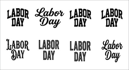 Fototapeta premium Labor day typography collection with varied fonts on a white background arrangement calligraphy celebration commemoration
