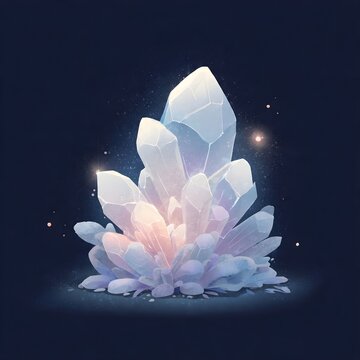 Sparkling Kawaii Anhydrite Crystal Cluster with Glowing Light and Tiny Stars