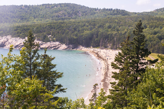 Overlook of Sand Beach from Great Head in Acadia National Park