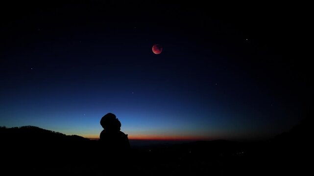 Amateur astronomer observing stars, planets, Moon and other celestial objects.