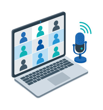 Online meeting with a microphone for remote communication and collaboration