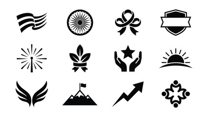 Fototapeta premium Black and white flag waving icon design