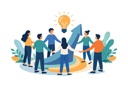 Teamwork and innovation driving business growth and success