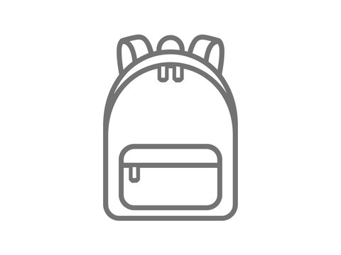 Gray backpack icon with two straps and front pocket