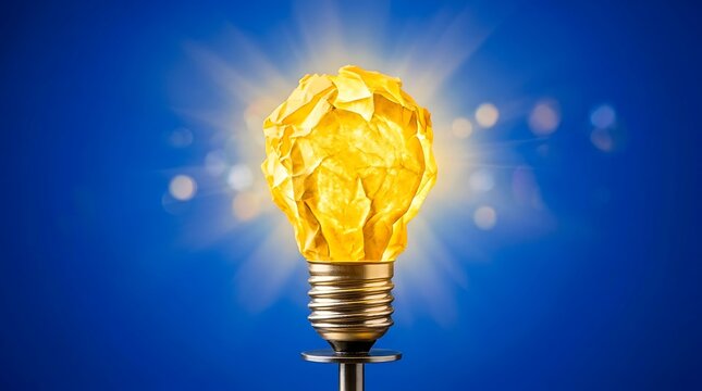 Bright glowing light bulb with brain shape symbolizing innovation. Creative idea concept for business growth and smart solutions.