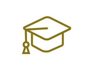 Gold graduation cap icon with tassel vector illustration