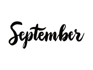 Handwritten september text in elegant black cursive script © Sufia