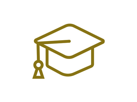 Gold graduation cap icon with tassel vector illustration