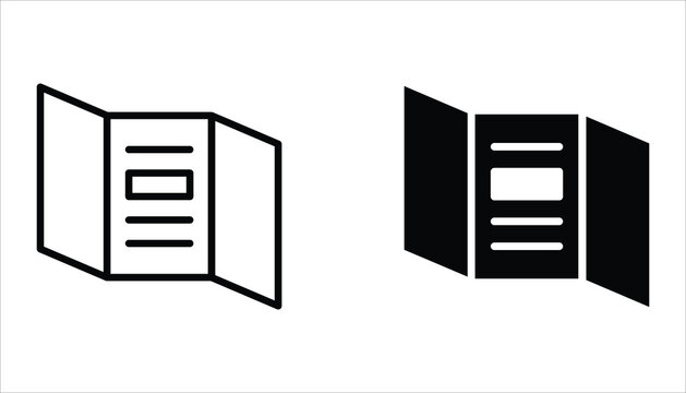 Brochure line icon set. For web design. Catalogue, flyer paper, booklet, magazine, letterhead, open book and other polygraph vector illustration.