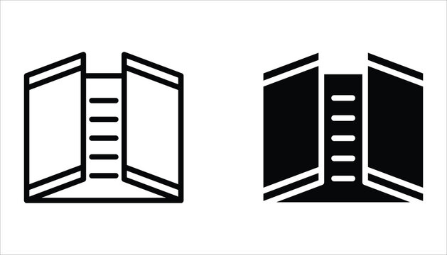 Brochure line icon set. For web design. Catalogue, flyer paper, booklet, magazine, letterhead, open book and other polygraph vector illustration.