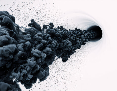 Dark ink cloud swirling into vortex tunnel abstract concept