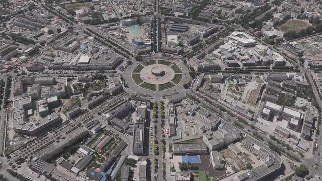 Tekes Bagua city with no traffic lights in Ili, Xinjiang, China.