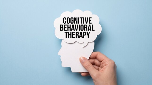 Cognitive Behavioral Therapy concept with paper head profile, CBT mental health treatment sign, psychological counseling and wellness therapy