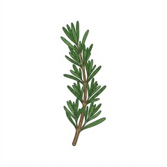 Fototapeta premium Fresh rosemary sprig isolated on white. Green aromatic herb for cooking and seasoning.