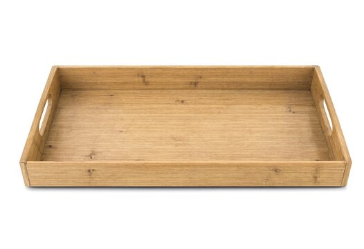 Light Wooden Tray with Handles for Serving and Displaying Items
