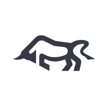 Angry bull monochrome logo design, vector bull company symbol 