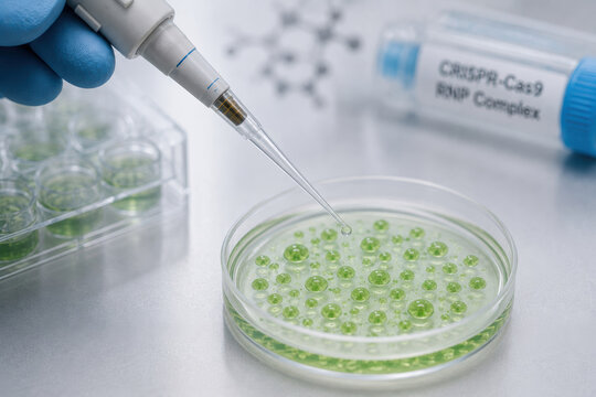 Synthetic biology agriculture petri dish gene editing laboratory pipette droplet sample research science