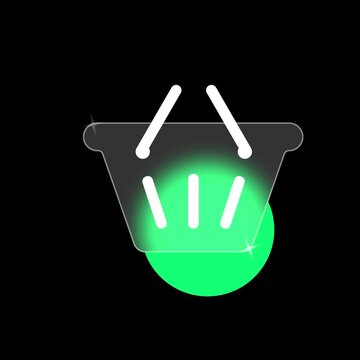 Looping glassmorphism e-commerce cart UI element transparent background
