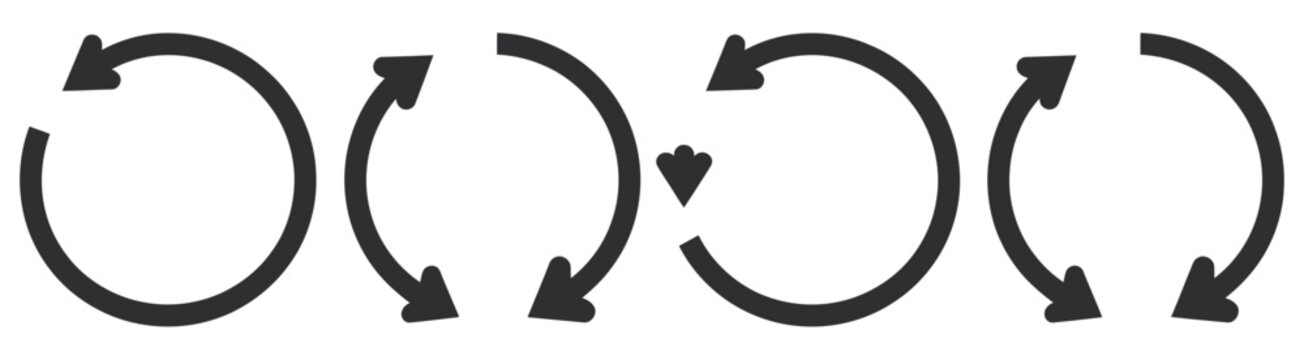 Circle arrow icon featuring reload, refresh, loading, recycle, repeat, rotating arrows with one, two, three, and four arrow symbols