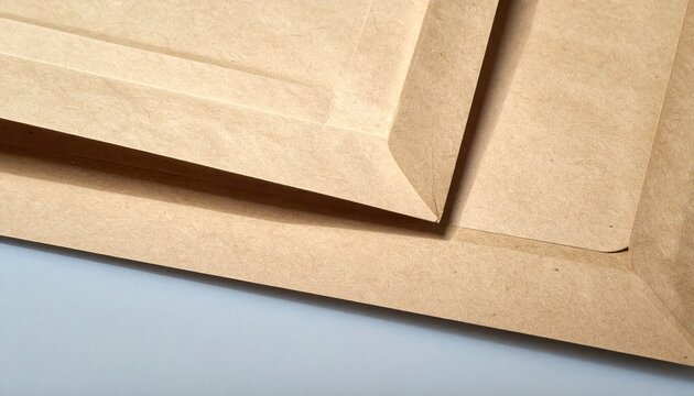 Close-up of brown paper envelopes on a surface.