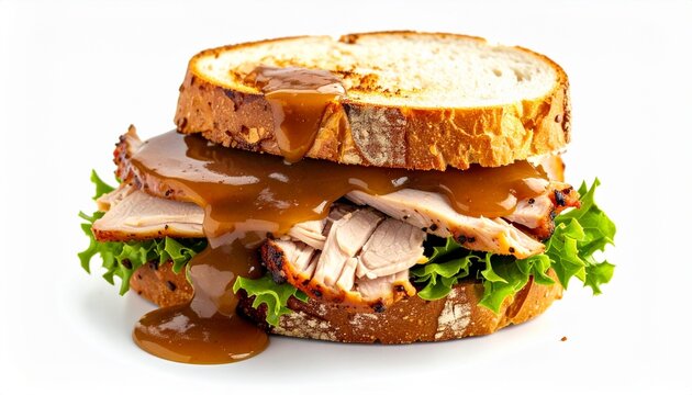 hot roast beef sandwich with brown gravy on toasted bread