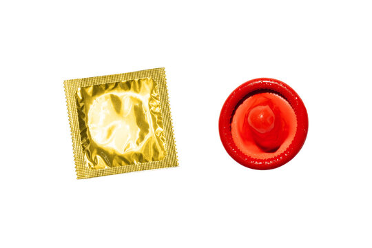 Gold foil wrapped condom isolated PNG on transparent background, contraceptive protection for safe sex and sexual health