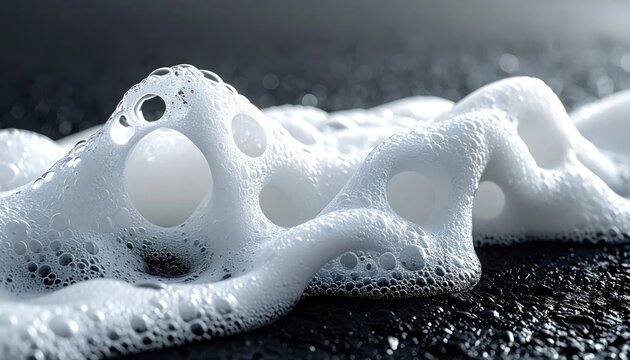 Intriguing Sea Foam Formation on Black Sand Beach.