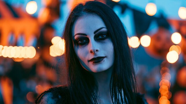 Woman dressed as a vampire for Halloween