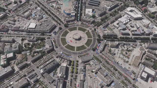 Tekes Bagua city with no traffic lights in Ili, Xinjiang, China.