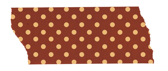 Vintage Red Polka Dot Washi Tape Isolated on Transparent Background. Autumn cottagecore sticker with yellow dots for scrapbook, journaling and collage © Anna