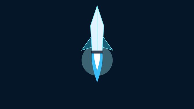 Minimalist Animated Rocket Launching Into Space Graphic.