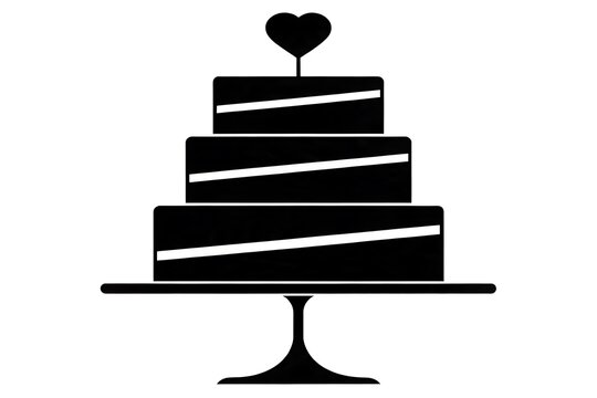 Chocolate tiered cake with heart topper on cake stand