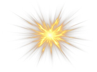 Fototapeta premium Golden starburst png overlay with radiant glowing rays, on transparent background