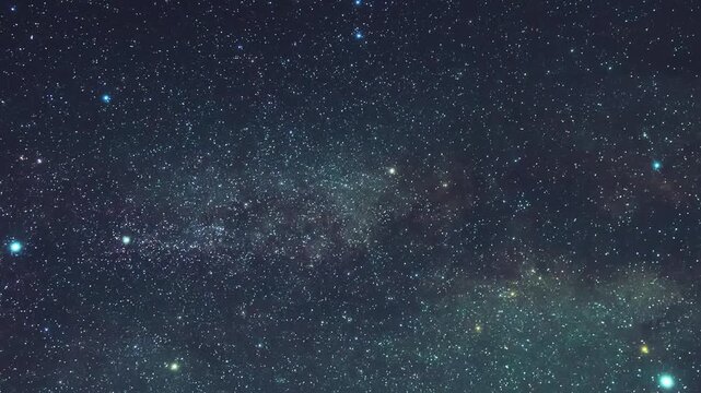 Constellations and Milky Way stars on a dark countryside skies. Time-lapse video.
