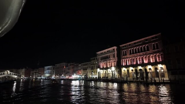 Slow Night Boat Ride Through Romantic Venice Canal