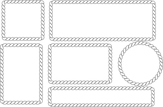 Set of various empty geometric frames with decorative ornate floral borders isolated on a plain white background