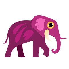 Fototapeta premium beautiful purple elephant with white tusks walking forward