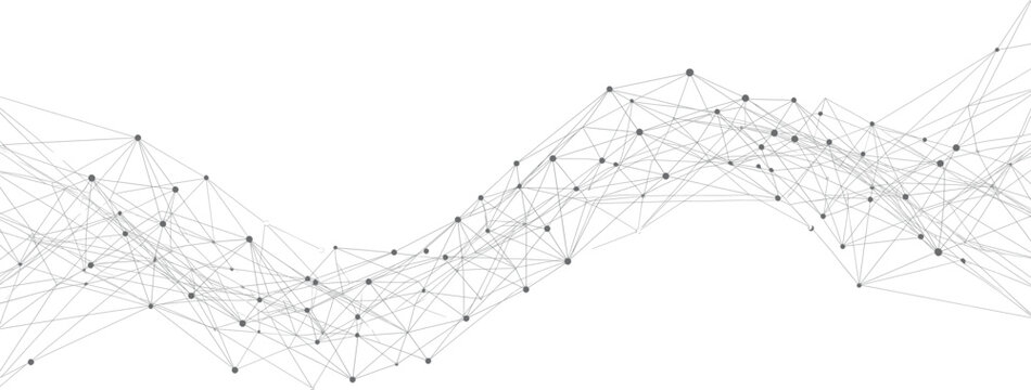 Abstract plexus network background, grey digital connection wave, futuristic technology data structure EPS vector