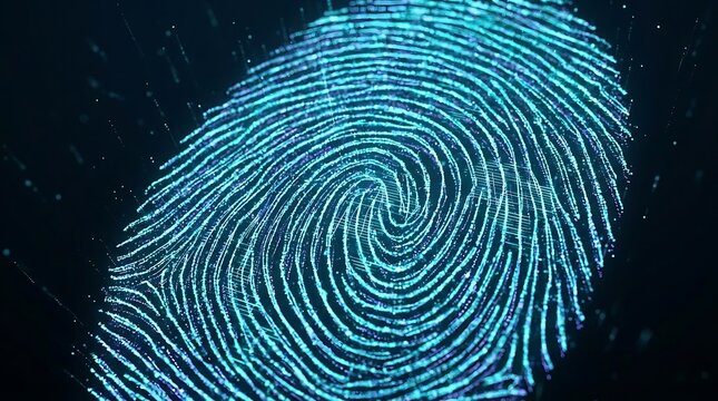 Blue glowing digital fingerprint pattern
