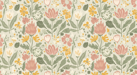Vintage vector eps Scandinavian style floral pattern © Lola