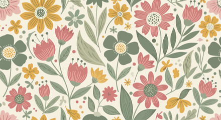 Vintage vector eps Scandinavian style flower pattern © Lola